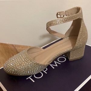 TOP MODA Girls Glittered Block Heels with Strap